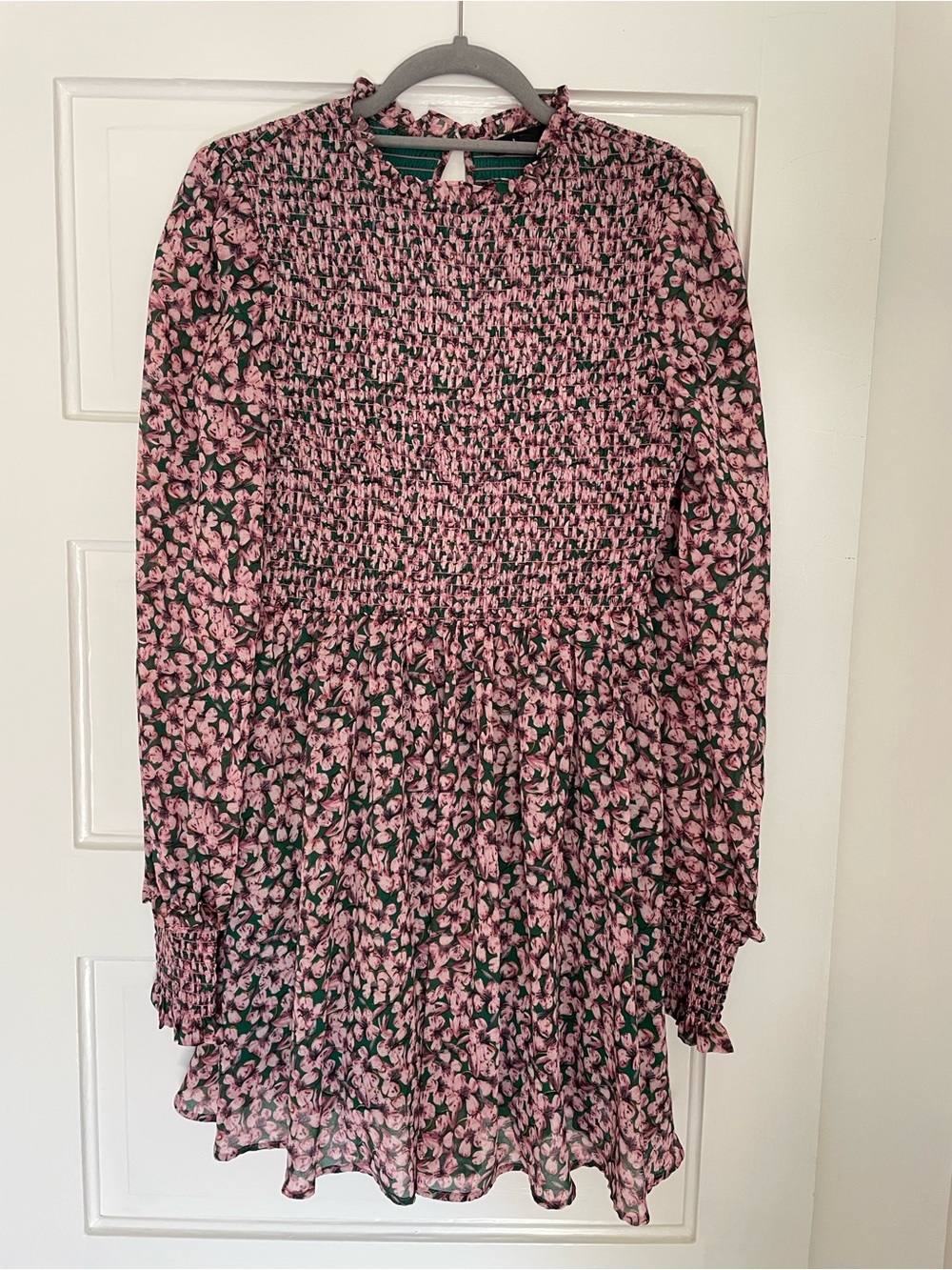 Lulu's Pink Forever Floral Smocked Long-Sleeve Mini Dress